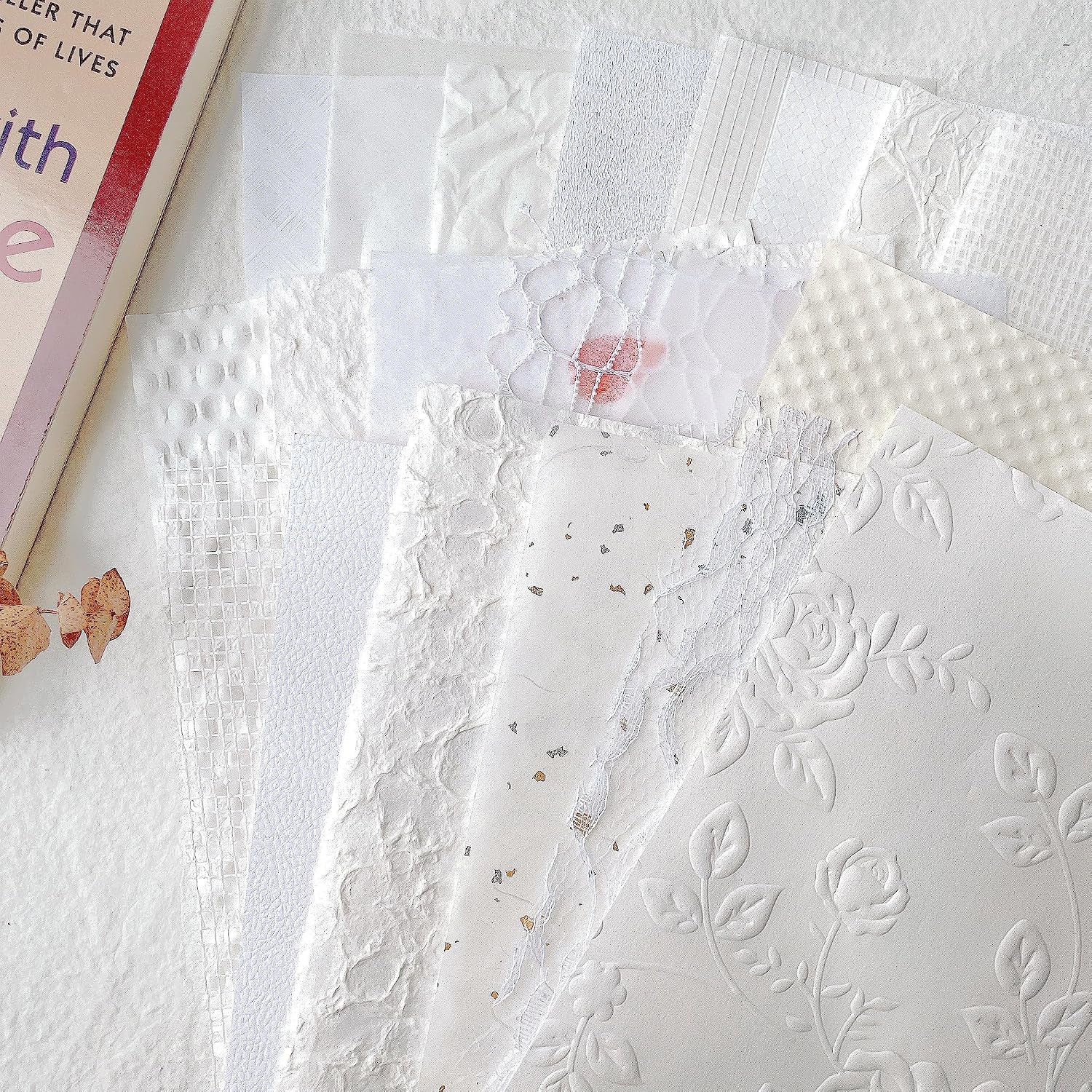 A5 Textured Scrapbook Paper Set, 20 Sheets - Mulberry Paper for Wedding Craft and Journaling