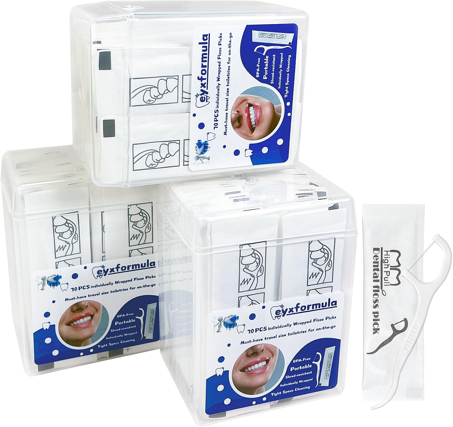 Individually Wrapped Dental Floss Picks, 200 Count - Guest Bathroom Supply