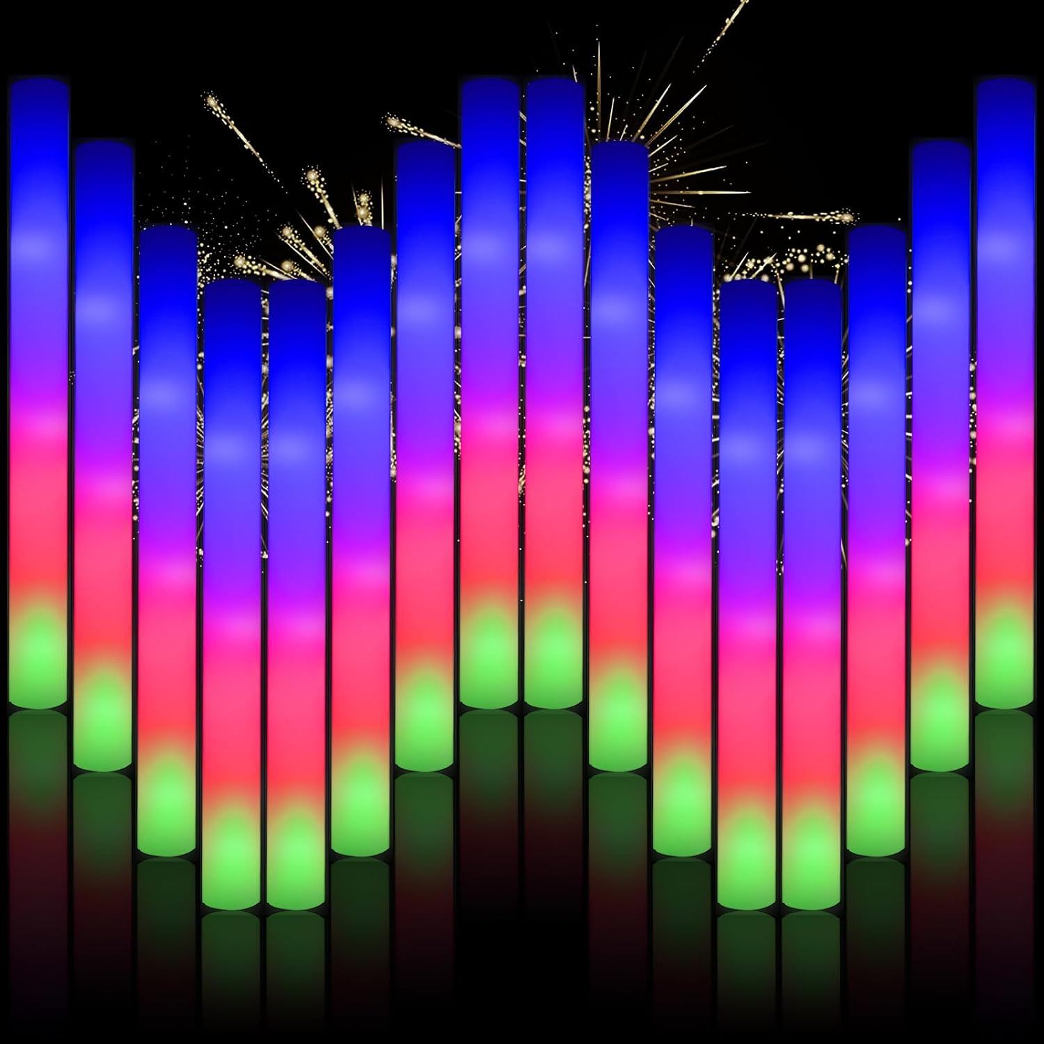 Foam Light Up Sticks, 30 Pack - 3 Flashing Modes for Parties and Events