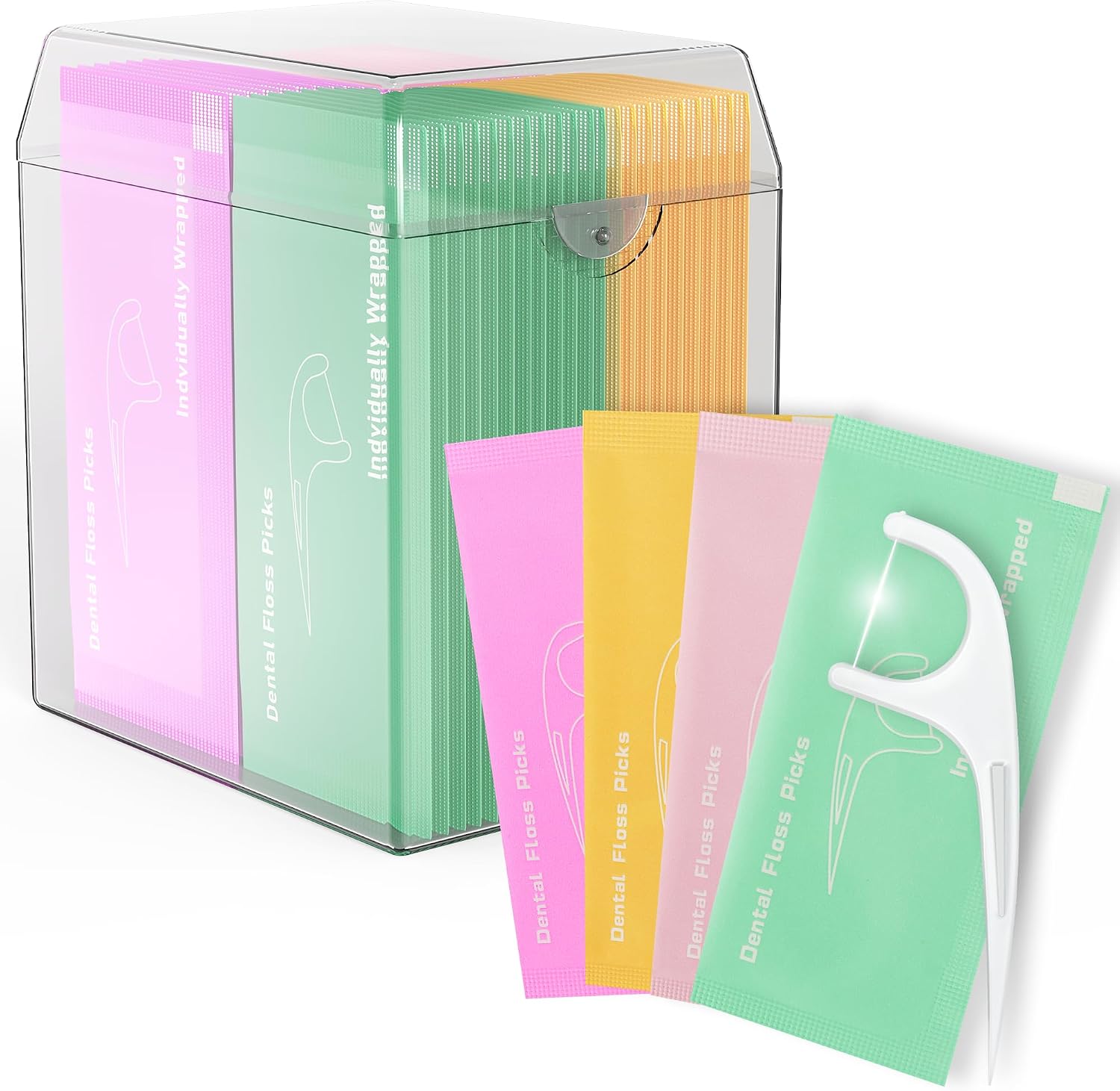 Individually Wrapped Floss Picks, 52 Count with Case - Guest Bathroom Supply