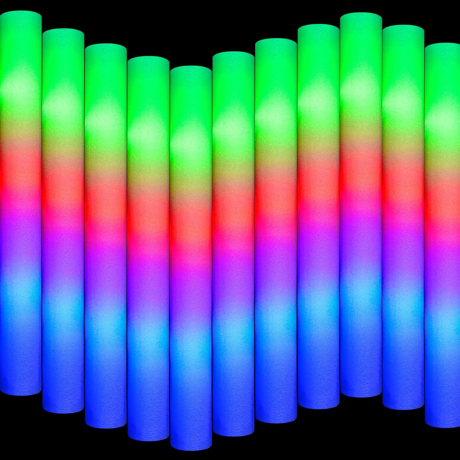 LED Foam Glow Sticks, 70 Pack - 3 Flashing Modes for Weddings and Parties