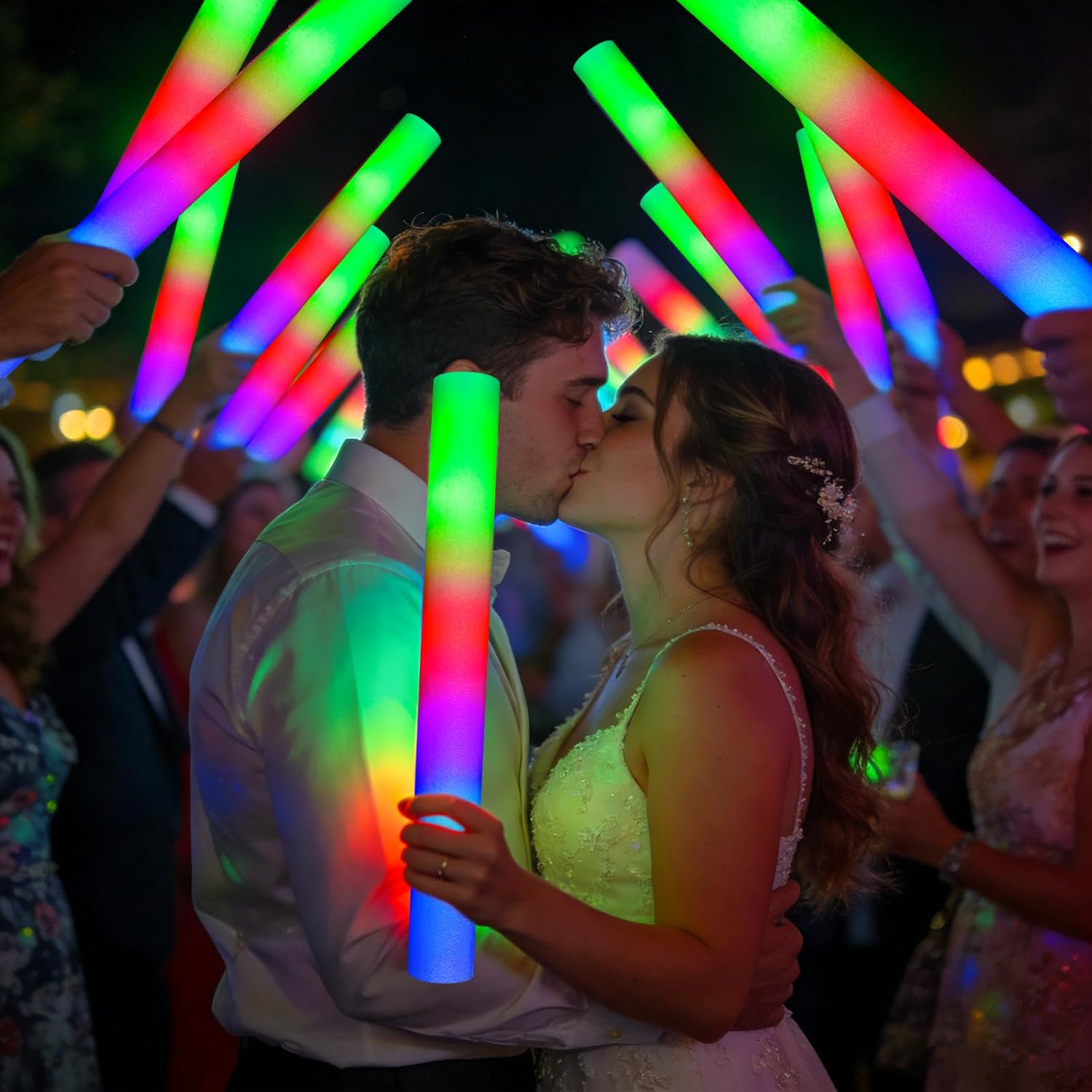 LED Foam Glow Sticks, 70 Pack - 3 Flashing Modes for Weddings and Parties - view 2