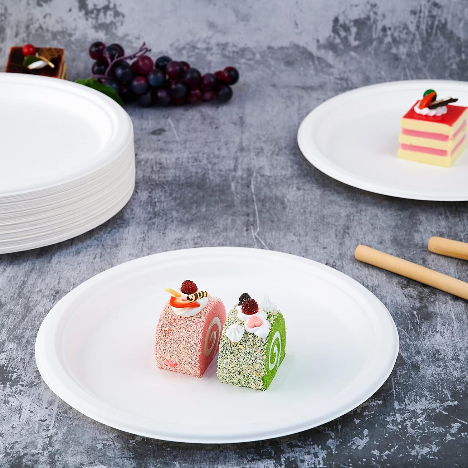 Compostable Bagasse Paper Plates, 150 Pack - 10.25 in Heavy-Duty Dinner Plates - view 2