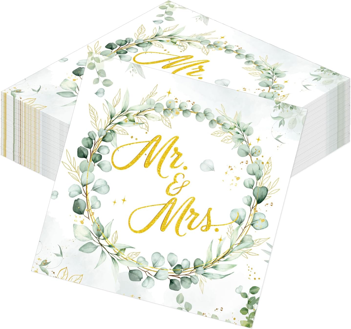 Mr and Mrs Wedding Napkins, 50 Pack - 6.5 in Disposable Paper Napkins